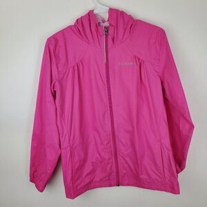 COLUMBIA Girls Lightweight Full Zip Up Windbreaker Jacket Coat Hooded Hoodie